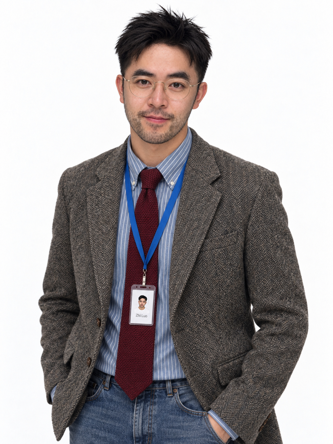 Ritratto di Zhi Luo con giacca di tweed