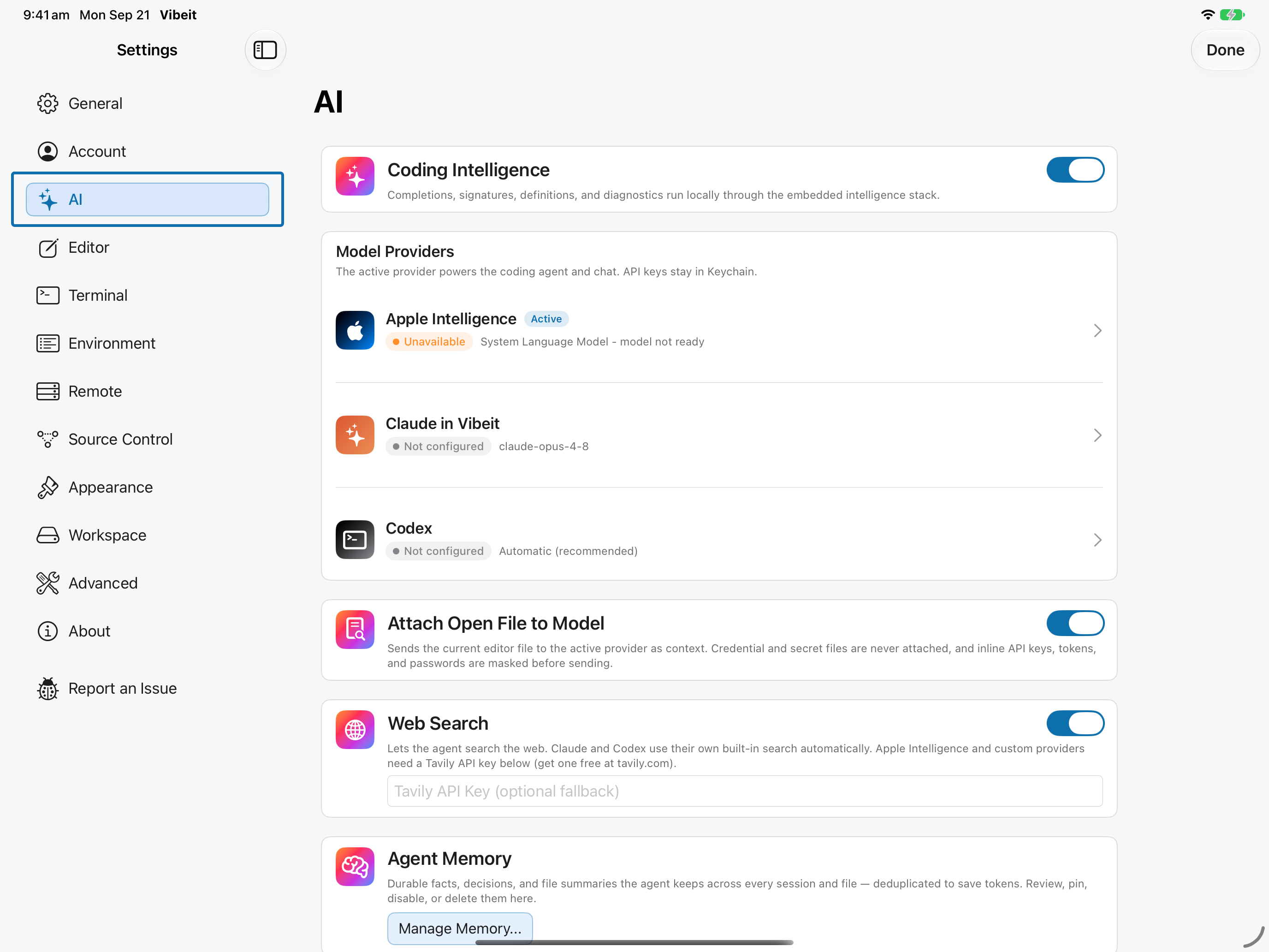 Find settings by task