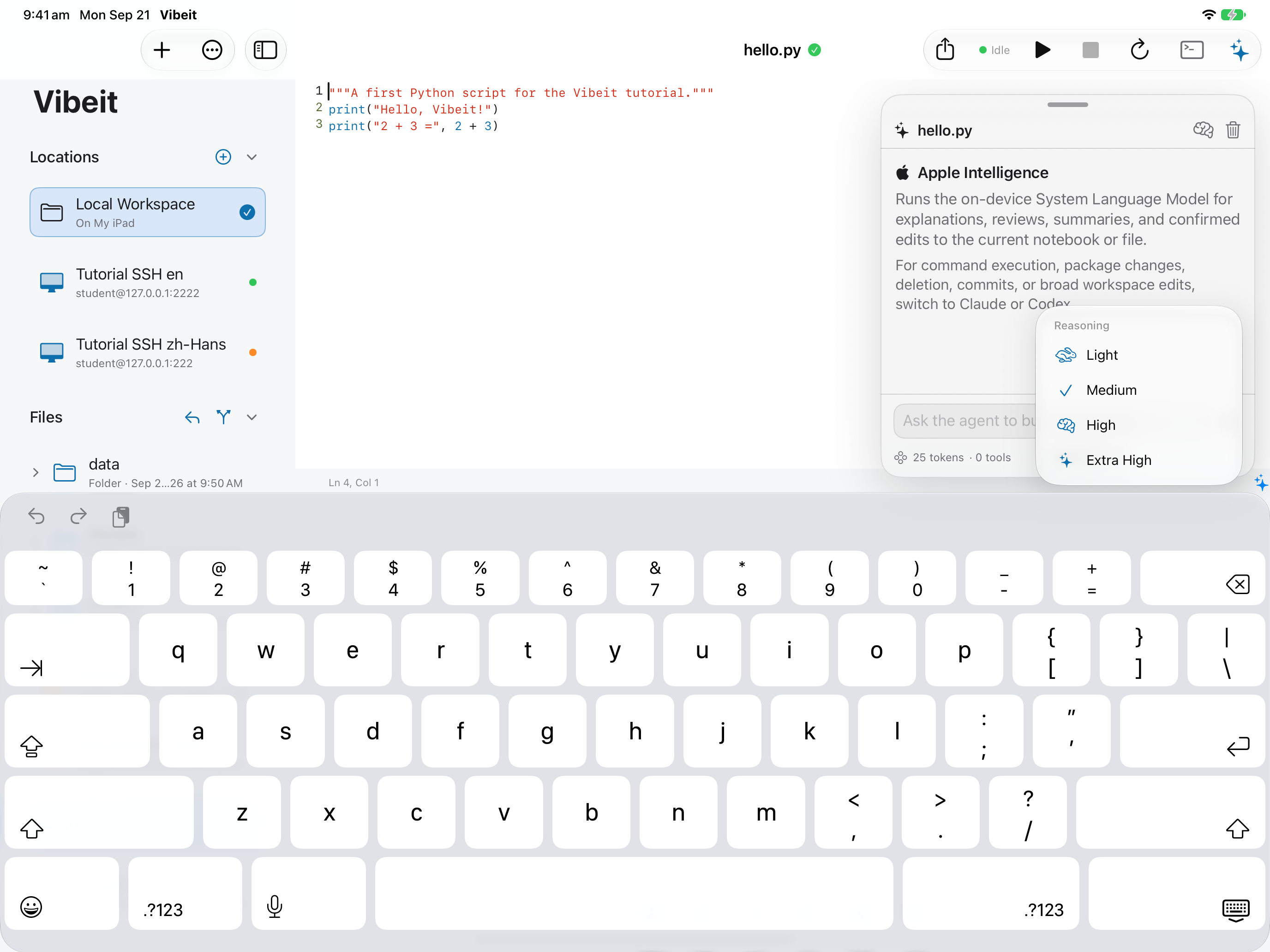Open the Reasoning menu