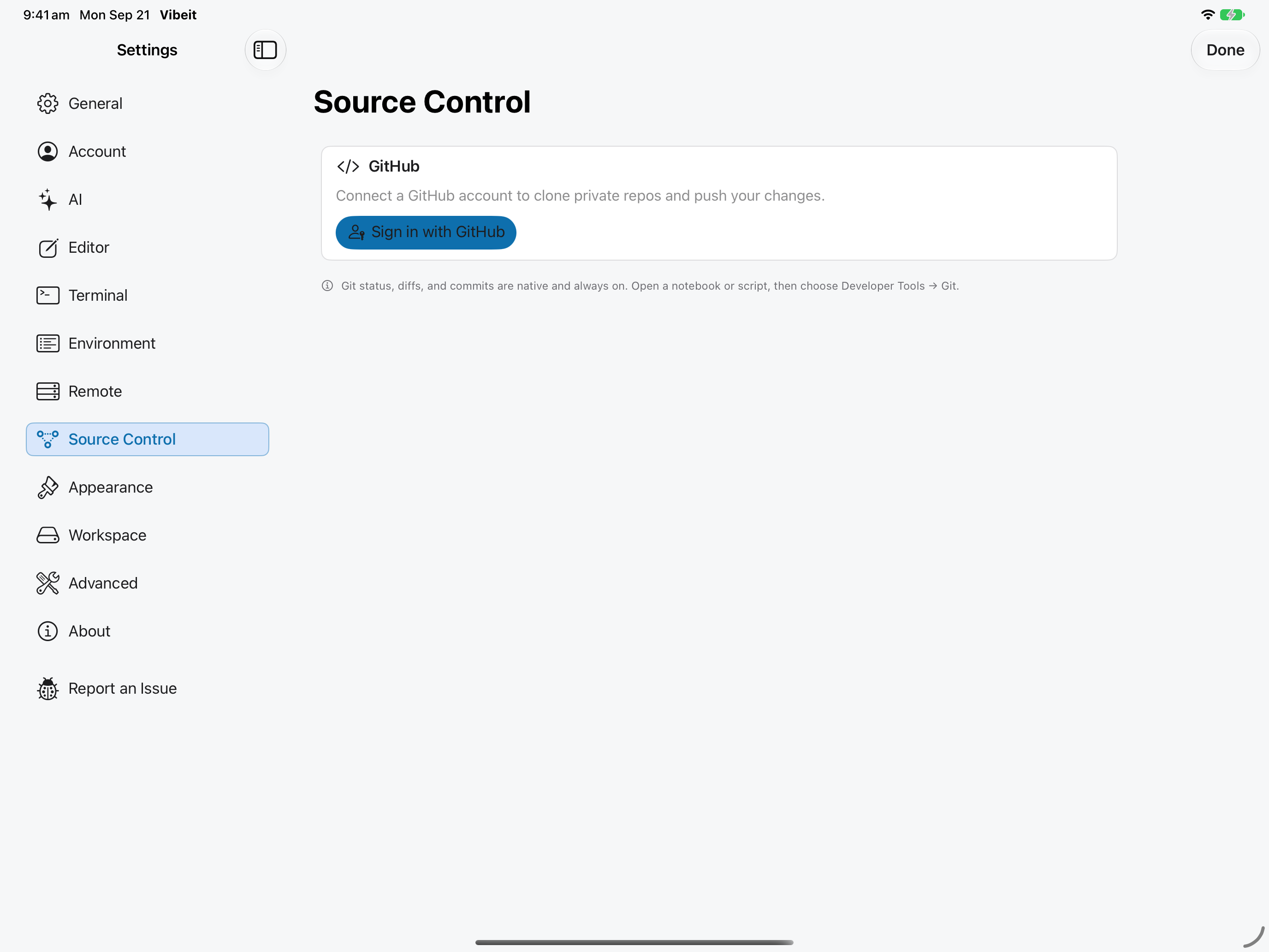 Open GitHub sign-in