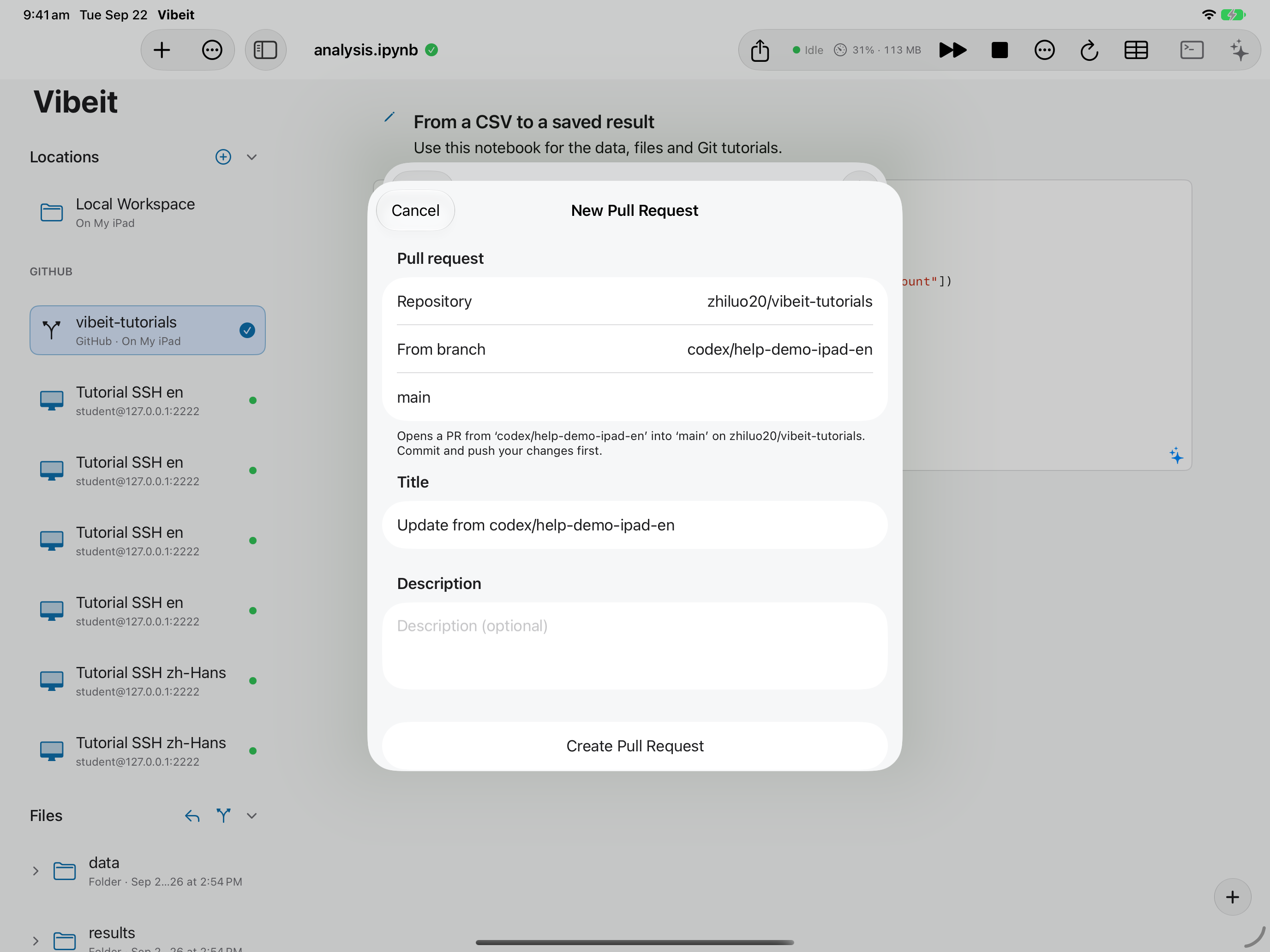 Open Create Pull Request