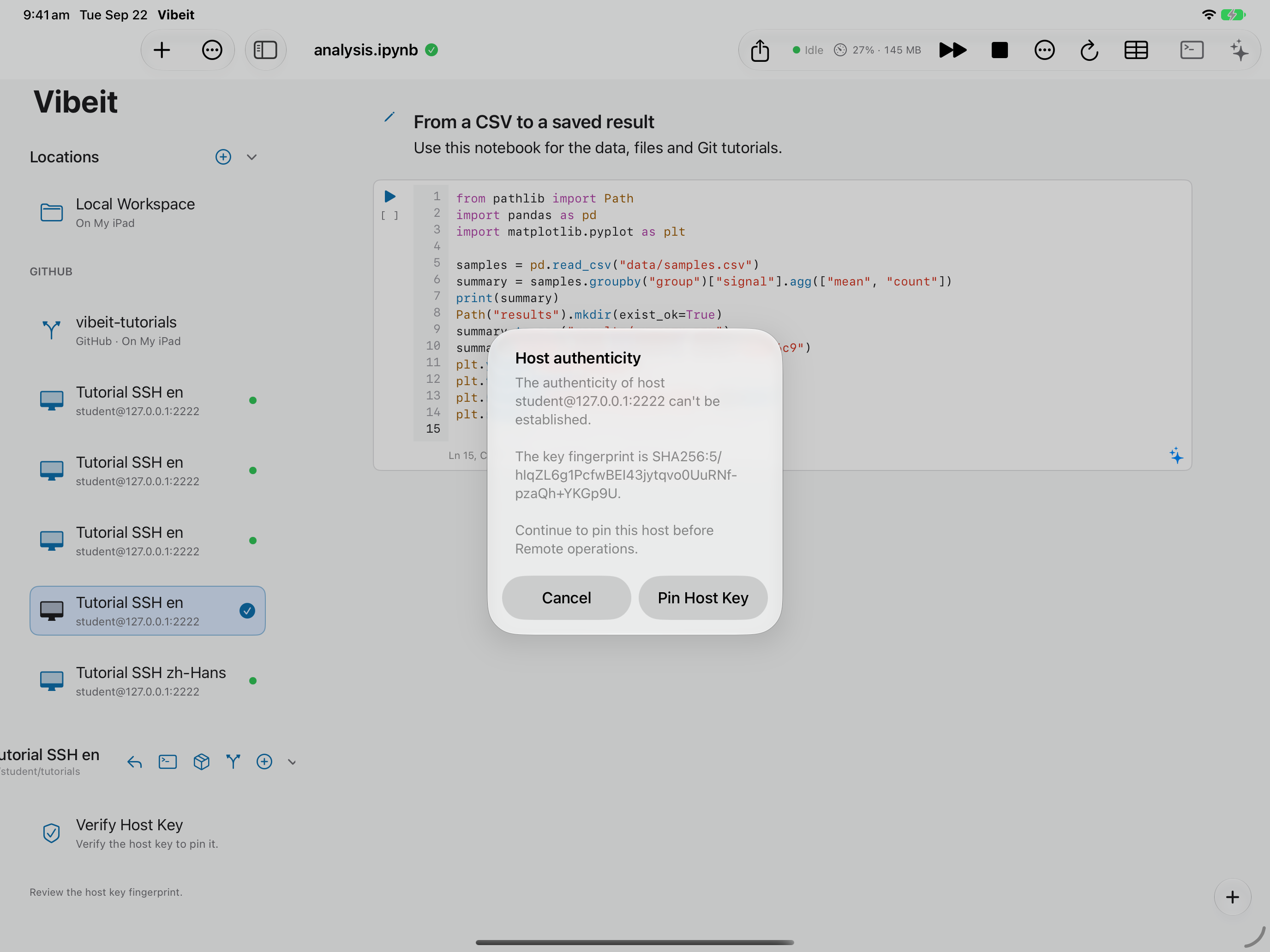 Verify the host key
